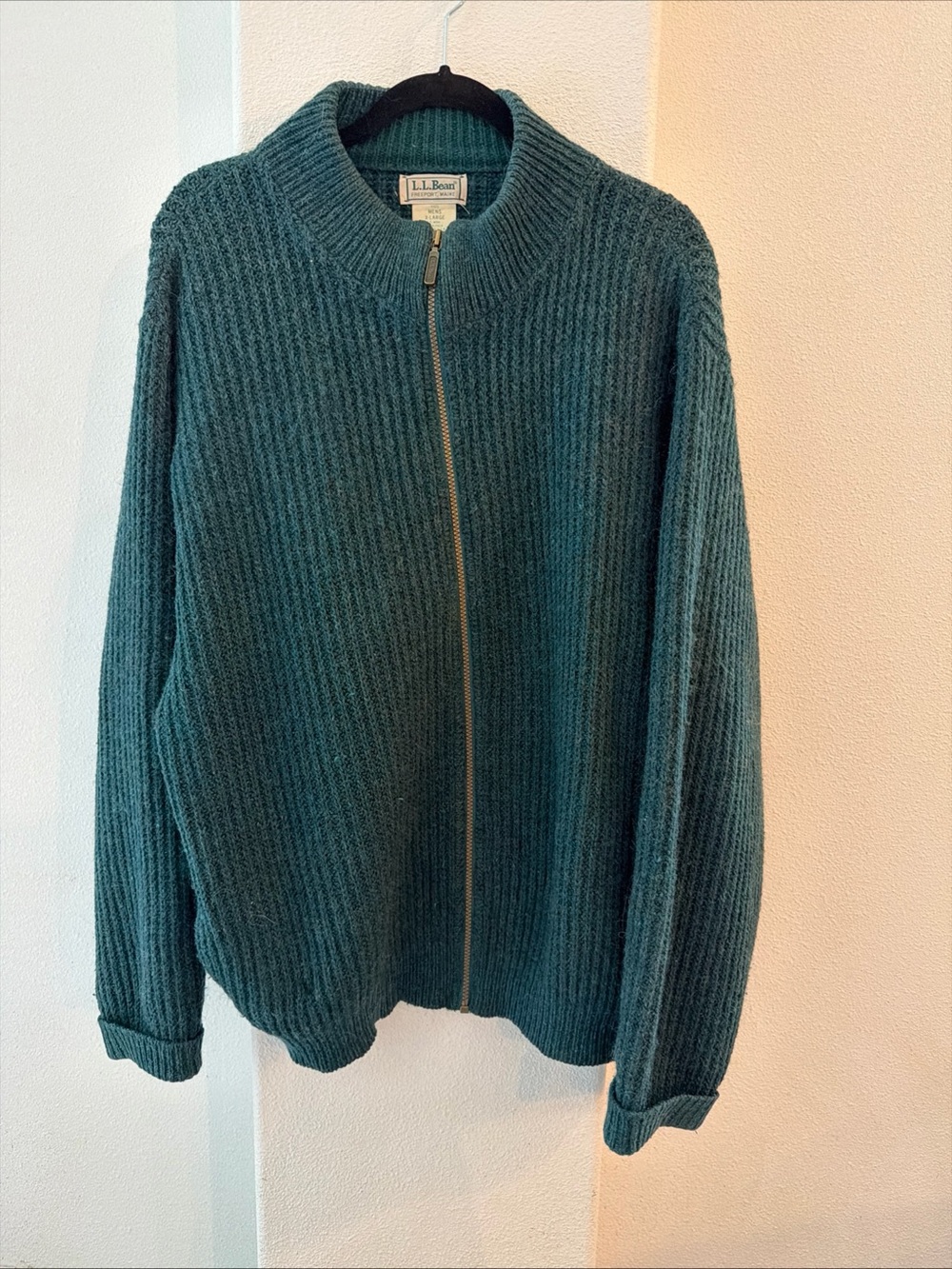 Vintage LL Bean Men's Wool Alpaca Full Zip Cardigan Sweater XL READ